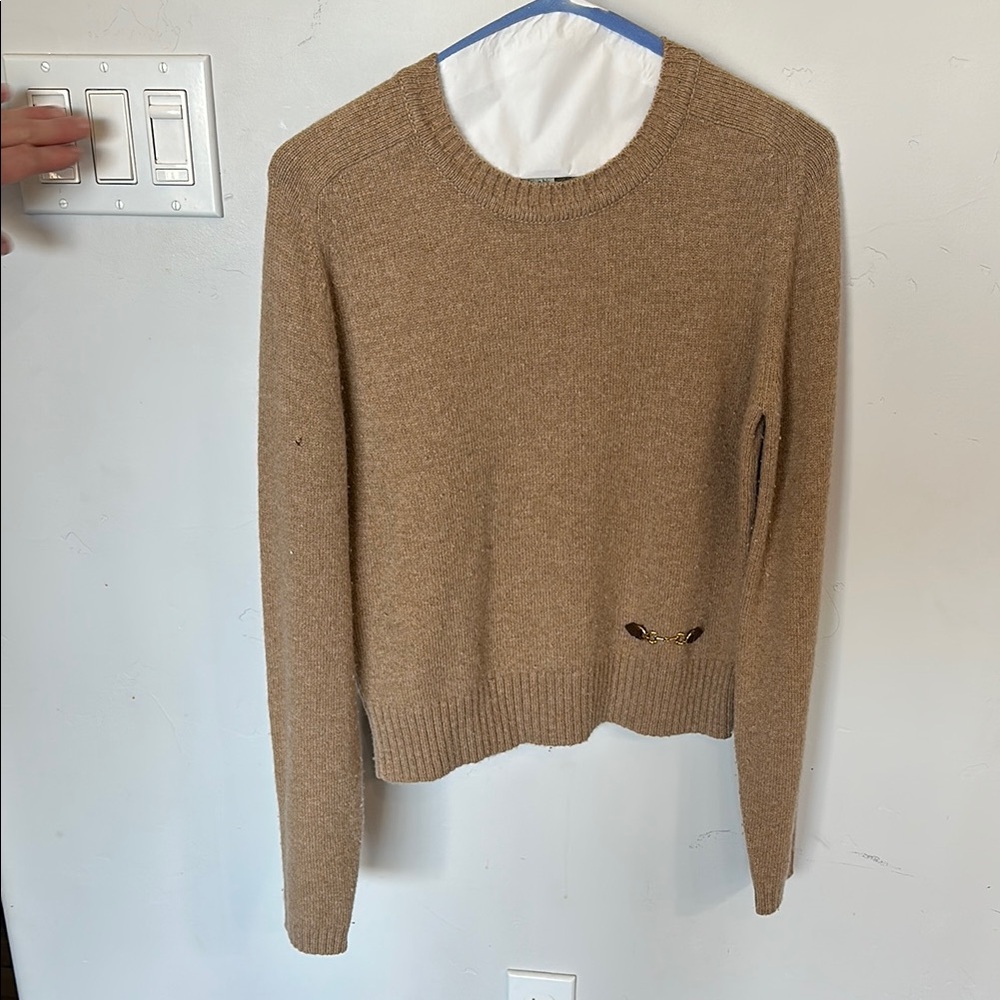 Tan Knit Sweater with Button Detail
